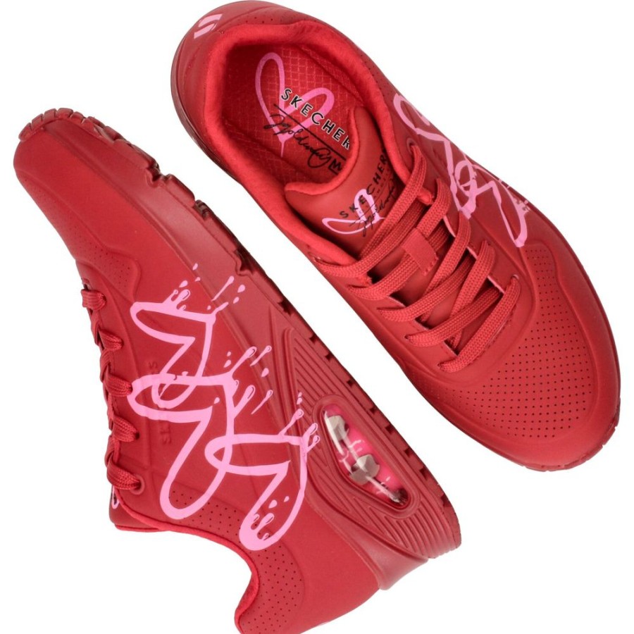 Dames Skechers | Skechers Uno Goldcrown Dripping Heart Sneaker