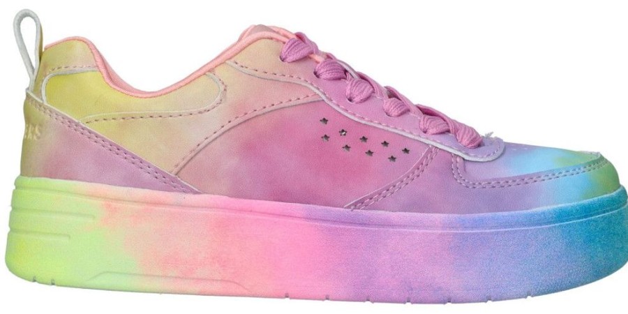 Meisjes Skechers | Skechers Court High Watercolor Sneaker